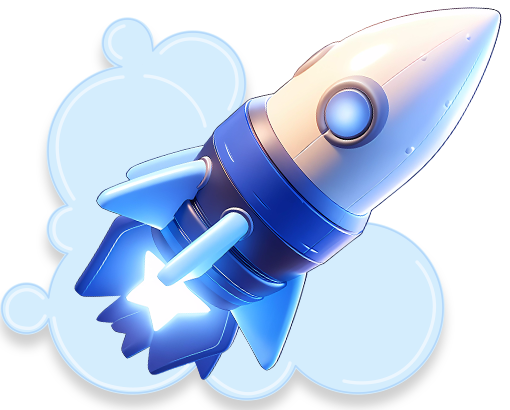 Imagen de un cohete despegando en color blanco con detalles azules, que simboliza el crecimiento y la innovación. Acompaña al texto 'SOBRE NOSOTROS', destacando el impulso y la visión de Markethink Web en el marketing digital para potenciar el éxito de emprendedores y pymes.